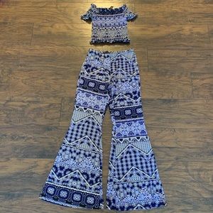 Blue & White Patterned Matching Set
